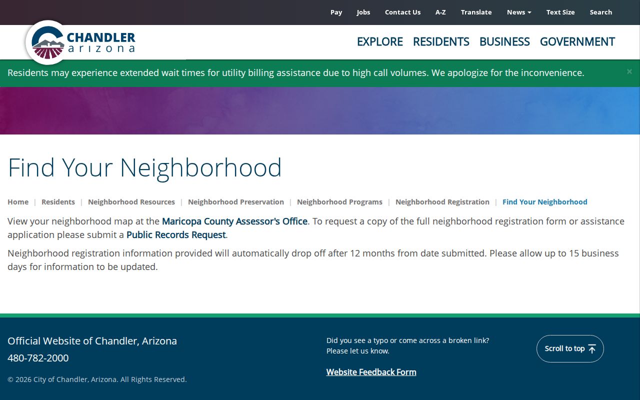 Chandler neighbors registered neighborhood finder