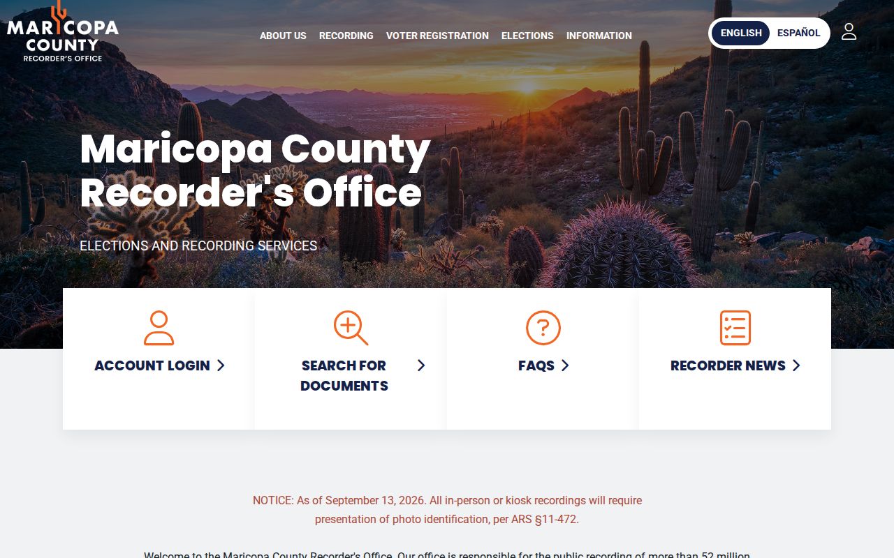 Chandler previous residents Maricopa County Recorder access page