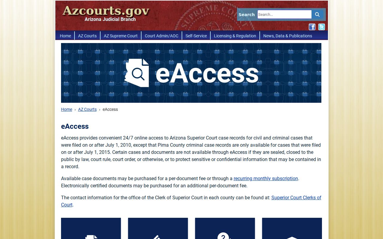 Chandler resident lookup through Arizona eAccess court documents